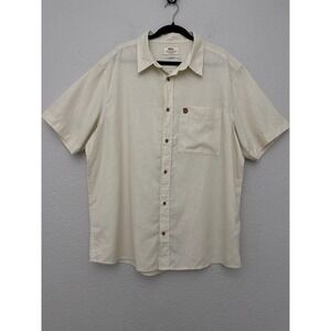 Fjallraven Ovik Travel Shirt Men's Size XXL Cream Relaxed Fit Hemp Blend